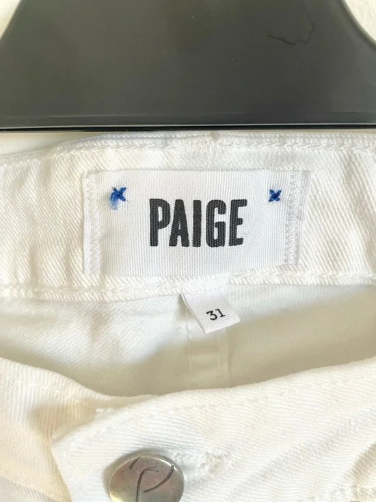 PAIGE Skyline Peg Skinny Jeans Optic White Size 31 Mid Rise Ankle EUC - Picture 5 of 9